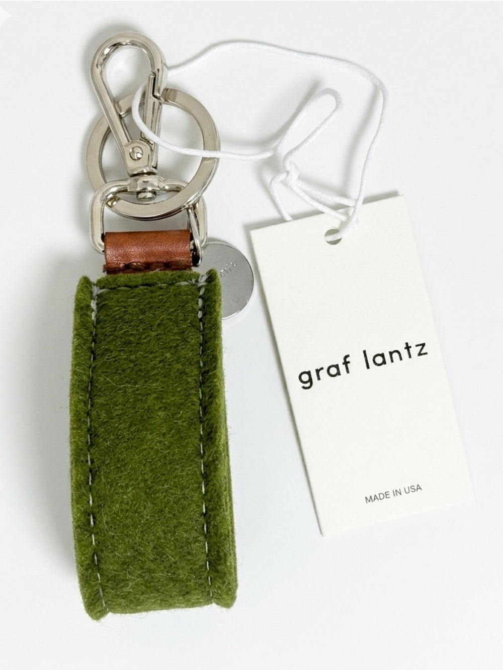 NWT Graf Lantz Merino Wool Loop Key Fob Moss Green